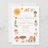 Invitation Baby shower de champignons forestiers de bois Invi (Devant)