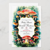 Invitation Baby shower de champignons Little Boho (Devant / Derrière)