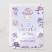 Invitation Baby shower de champignons mauves (Devant)