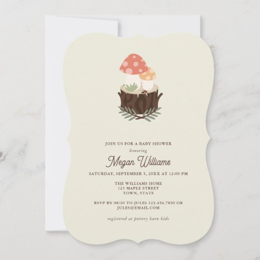 Invitation Baby shower de champignons mignons (Devant)