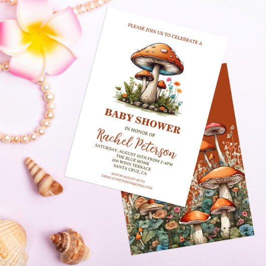 Invitation Baby shower de champignons mignons