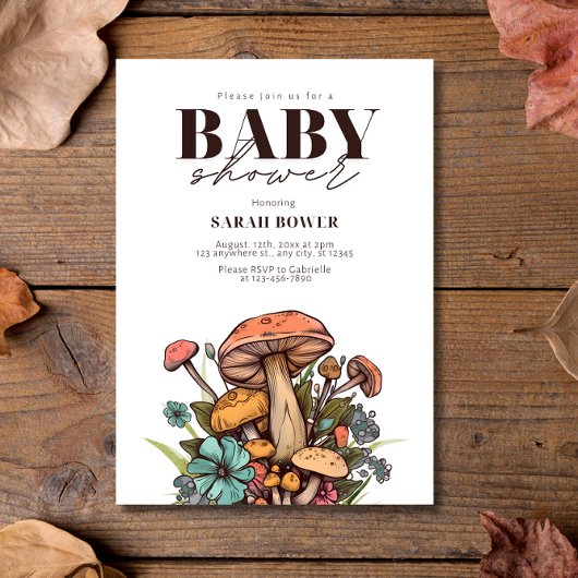 Invitation Baby shower de champignons modifiables, Baby showe