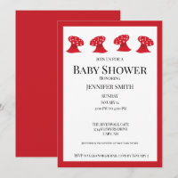 Invitation Baby shower de champignons rouges