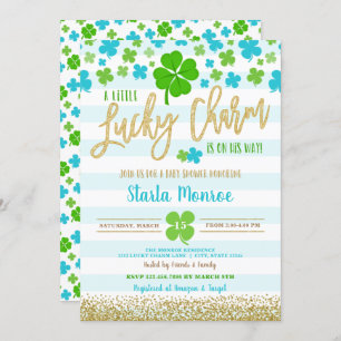 Invitation Baby shower de charme chanceux de la Saint Patrick