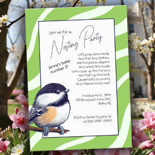 Invitation Baby shower de charme Chickadee Green Nesting Part