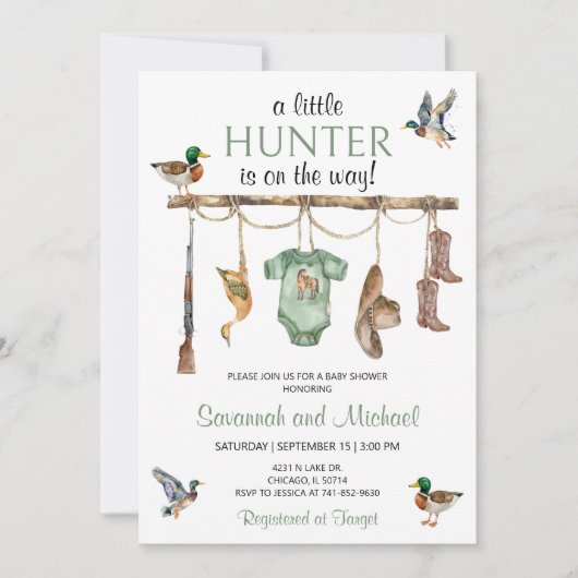 Invitation Baby shower de chasse au canard (Devant)