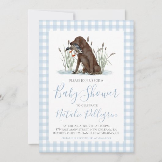 Invitation Baby shower de chasseur de canard du sud de Preppy (Devant)