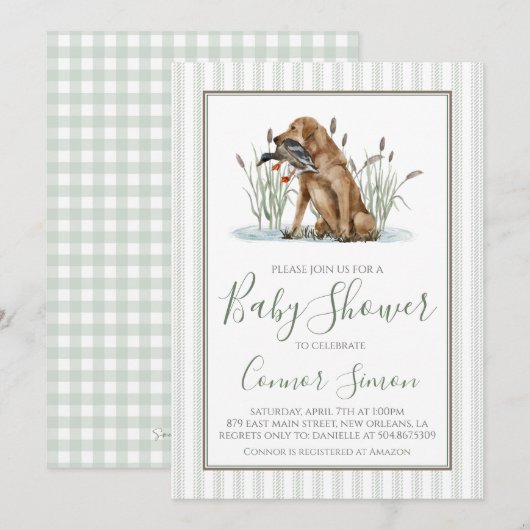 Invitation Baby shower de chasseur de canard du sud de Preppy (Devant / Derrière)