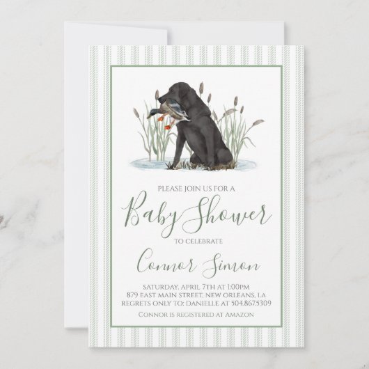 Invitation Baby shower de chasseur de canard du sud de Preppy (Devant)