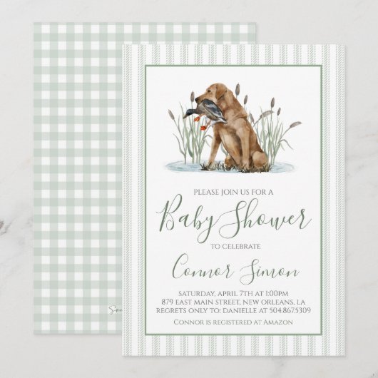 Invitation Baby shower de chasseur de canard du sud de Preppy (Devant / Derrière)