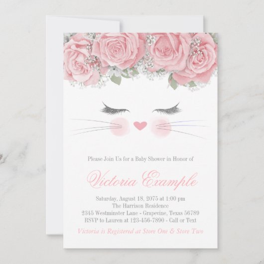 Invitation Baby shower de chat (Devant)