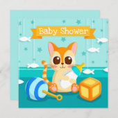 Invitation Baby shower de chat (Devant / Derrière)