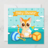 Invitation Baby shower de chat (Devant)