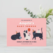 Invitation Baby shower de chat (Debout devant)