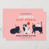 Invitation Baby shower de chat (Devant / Derrière)