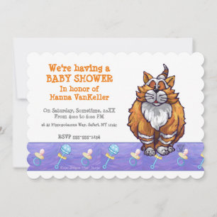 Invitation Baby shower de chat au gingembre mignon