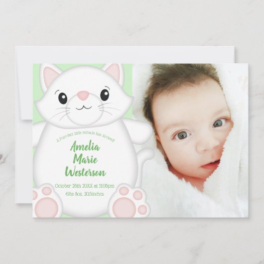 Invitation Baby shower de chat Kitty (Devant)