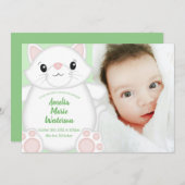 Invitation Baby shower de chat Kitty (Devant / Derrière)