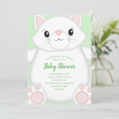 Invitation Baby shower de chat Kitty Green (Debout devant)