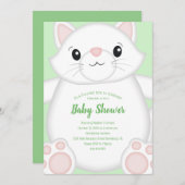 Invitation Baby shower de chat Kitty Green (Devant / Derrière)