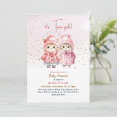 Invitation Baby shower de chat pour fille jumelle (Debout devant)
