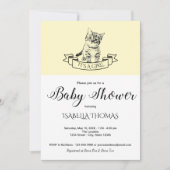 Invitation Baby shower de chaton mignon jaune (Devant)