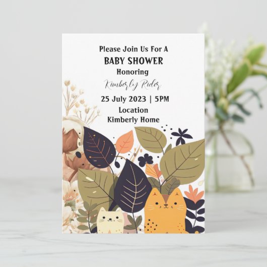 Invitation Baby shower de chats de Bohême (Debout devant)
