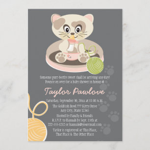 Invitation Baby shower de chats en plongeurs roses