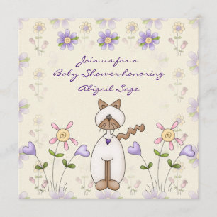 Invitation Baby shower de chats et de fleurs mignons