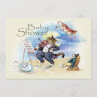Invitation Baby shower de chats et de fouets Vintage jaune