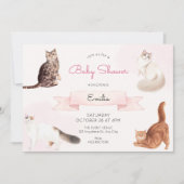 Invitation Baby shower de chats mignons (Devant)