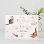 Invitation Baby shower de chats mignons (Debout devant)