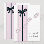 Invitation Baby shower de chaussures pour bébés roses (Devant / Derrière)
