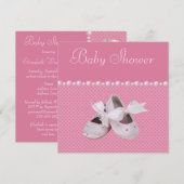Invitation Baby shower de chaussures roses, vêtements et paci (Devant / Derrière)