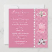 Invitation Baby shower de chaussures roses, vêtements et paci (Dos)