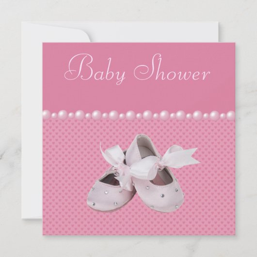 Invitation Baby shower de chaussures roses, vêtements et paci (Devant)