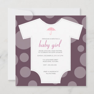 Invitation baby shower de chemise d'aubergine sur mesure