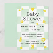 Invitation Baby shower de chèque vert et jaune à la menthe (Devant / Derrière)