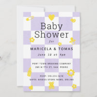 Baby shower de chèque violet et jaune