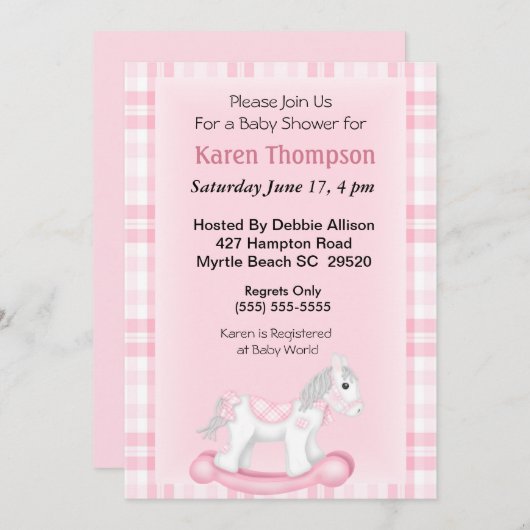 Invitation Baby shower de Cheval-Roche (Devant / Derrière)