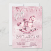 Invitation Baby shower de Cheval Rosé (Devant)