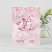 Invitation Baby shower de Cheval Rosé (Debout devant)
