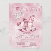 Invitation Baby shower de Cheval Rosé (Devant / Derrière)