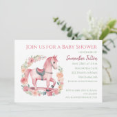 Invitation Baby shower de Cheval Rose Fille (Debout devant)
