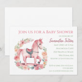 Invitation Baby shower de Cheval Rose Fille (Devant / Derrière)