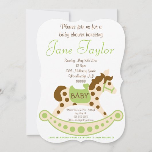 Invitation Baby shower de Chevaux-Rocheuses neutre pour les h (Devant)