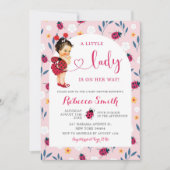 Invitation Baby shower de cheveux Brown de printemps rose (Devant)