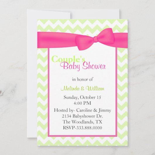 Invitation Baby shower de Chevron Couple (Devant)