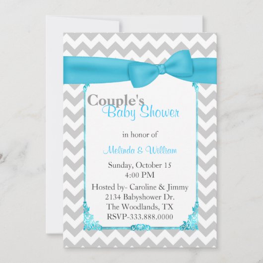 Invitation Baby shower de Chevron Couple (Devant)