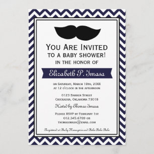Invitation Baby shower de Chevron de moustache de garçon de